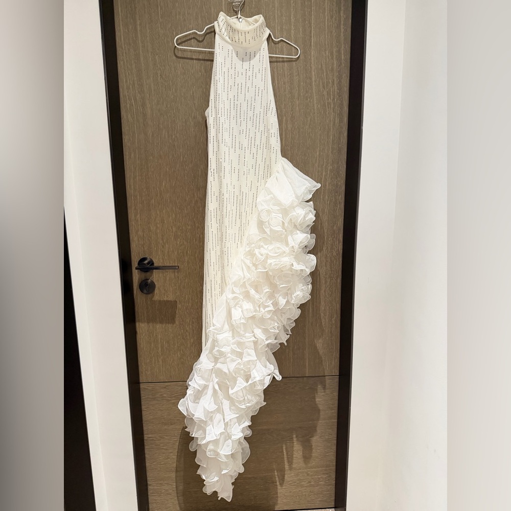 Rotate White Embellished Evening Dress